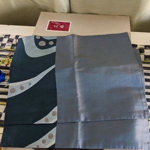 Pure silk set of 2 genuine silk japanese style for tea ceremony placemats (BLUE)